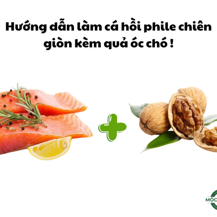 cá hồi phile chiên giòn kèm óc chó