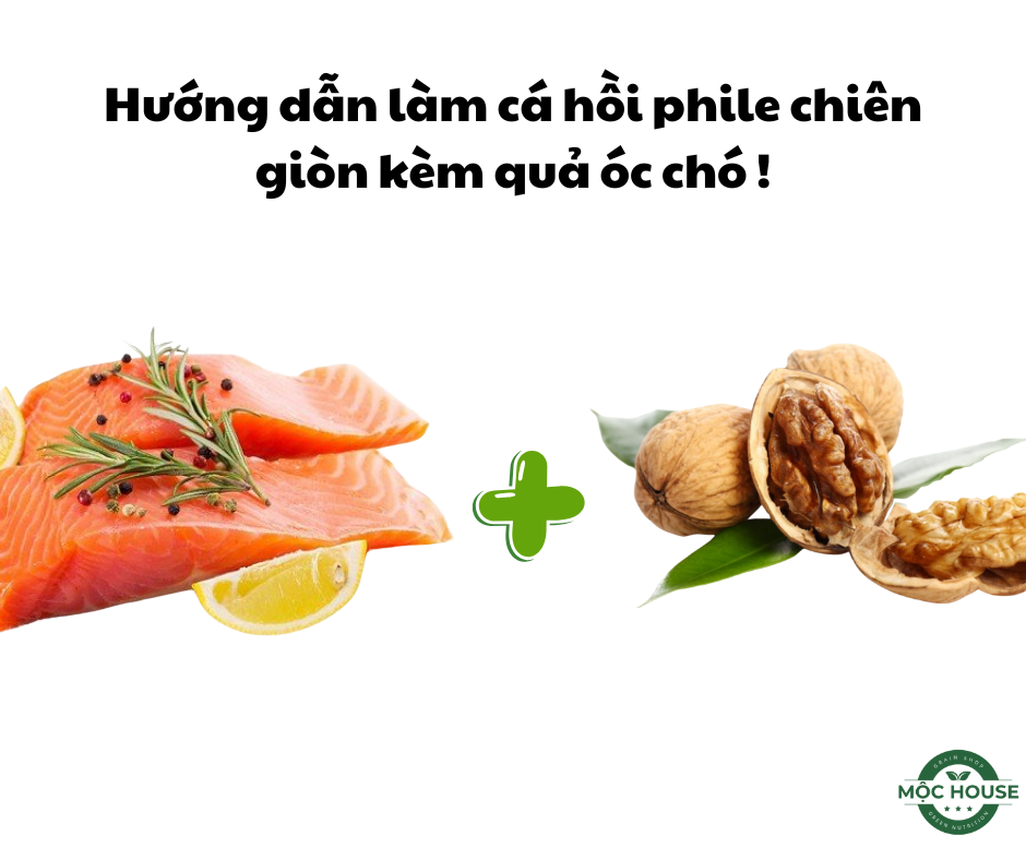 cá hồi phile chiên giòn kèm óc chó